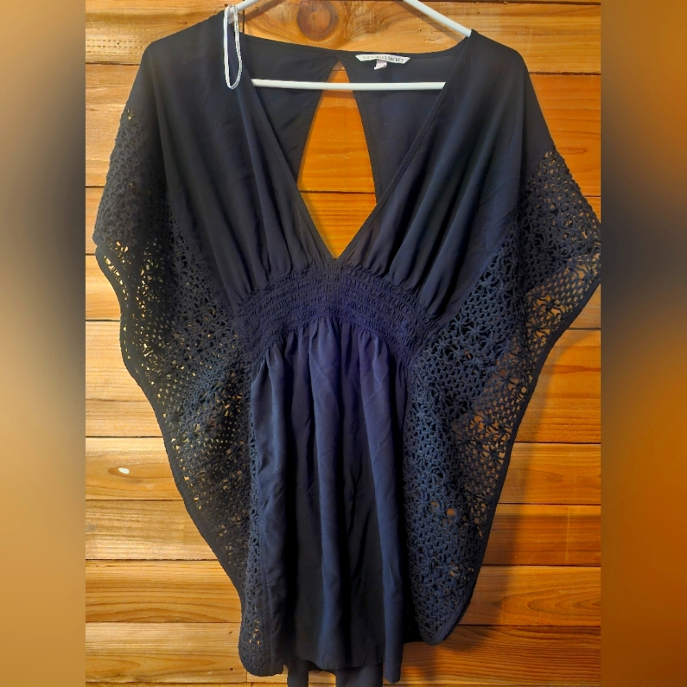 Victoria's Secret Black Lace Swim Cover-Up Size Small